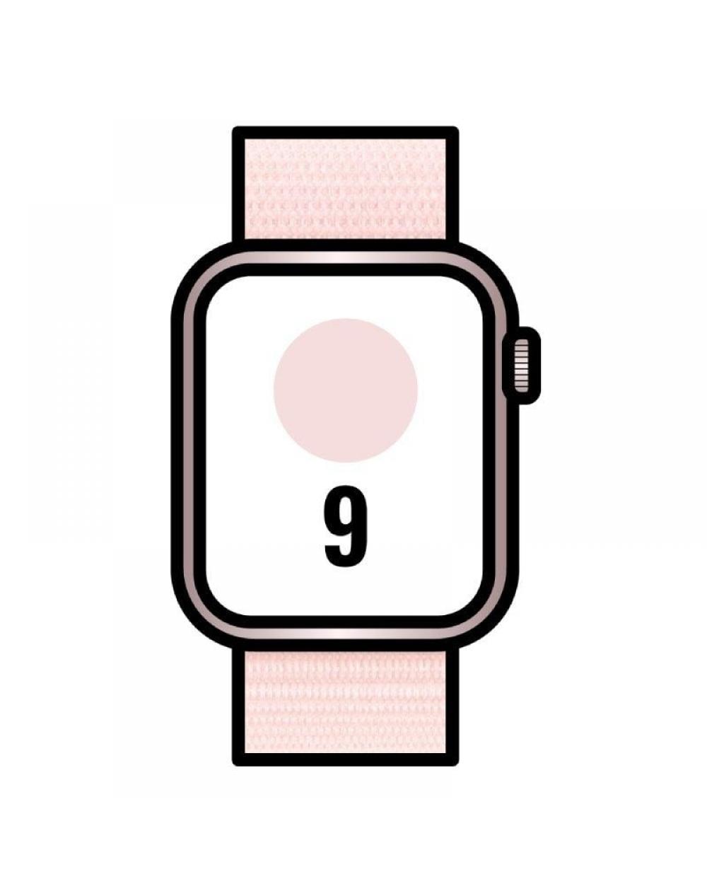 Apple Watch Series 9/ GPS/ 45mm/ Caja de Aluminio Rosa/ Correa Deportiva Loop Rosa Claro