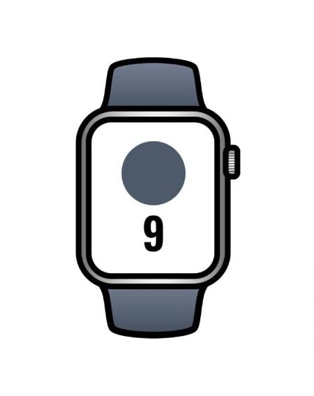 Apple Watch Series 9/ Gps/ Cellular/ 41 mm/ Caja de Acero Plata/ Correa deportiva Azul Tempestad S/M