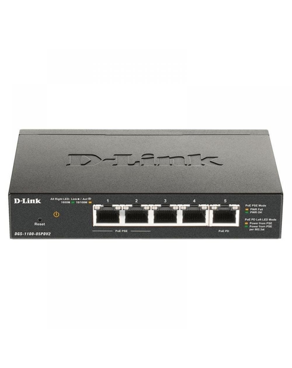 Switch Gestionable D-Link DGS-1100-05PDV2 5 Puertos/ RJ-45 10/100/1000 PoE