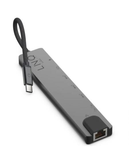 Hub USB Tipo-C Linq LQ48010/ 1xUSB Tipo-C/ 2xUSB/ 1xHDMI 4K/ 1xRJ45/ 1xLector Tarjetas SD y Micro/ 1xUSB Tipo-C PD/ Gris