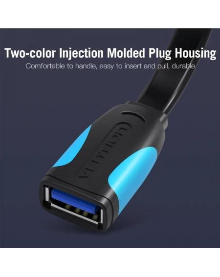 Cable Alargador USB 3.0 Vention VAS-A13-B100/ USB Macho - USB Hembra/ 1m/ Negro y Azul