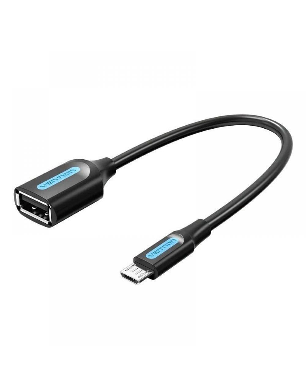 Cable USB 2.0 Vention CCUBB/ MicroUSB Macho - USB Hembra/ 15cm/ Negro