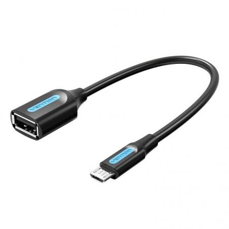 Cable USB 2.0 Vention CCUBB/ MicroUSB Macho - USB Hembra/ 15cm/ Negro