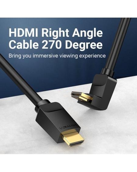 Cable HDMI 2.0 4K Acodado Vention AAQBI/ HDMI Macho - HDMI Macho/ 3m/ Negro