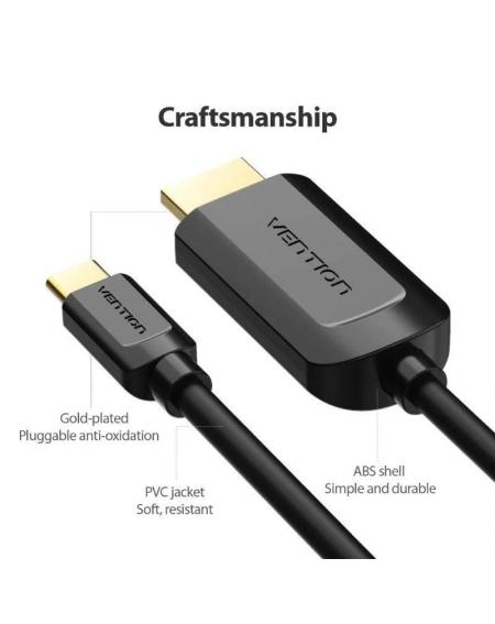 Cable Conversor HDMI 1.4 4K Vention CGUBF/ USB Tipo-C Macho - HDMI Macho/ 1m/ Negro