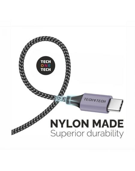 Cable USB 2.0 Tech One Tech TEC2023/ USB Tipo-C Macho - USB Macho/ 2m/ Gris