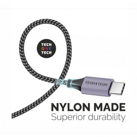 Cable USB 2.0 Tech One Tech TEC2023/ USB Tipo-C Macho - USB Macho/ 2m/ Gris