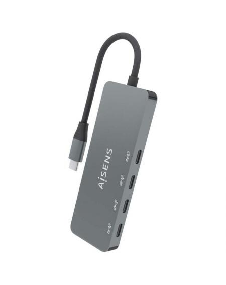 Hub USB Tipo-C Aisens A109-0695/ 4xUSB Tipo-C/ Gris