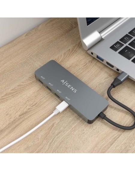 Hub USB Tipo-C Aisens A109-0695/ 4xUSB Tipo-C/ Gris