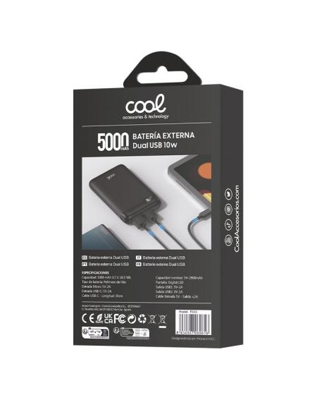 Bateria Externa Power Bank 5000 mAh Display COOL 10W Negro