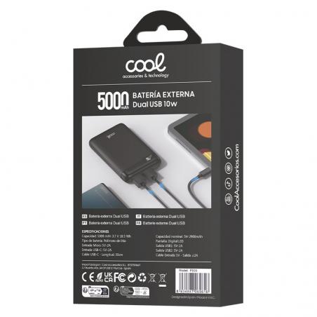 Bateria Externa Power Bank 5000 mAh Display COOL 10W Negro