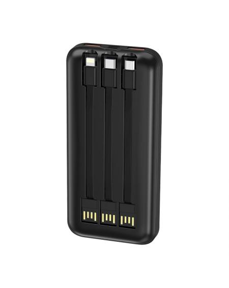 Batería Externa Universal Power Bank 10.000 mAh Carga Rápida 22.5W (3 cables) Negro