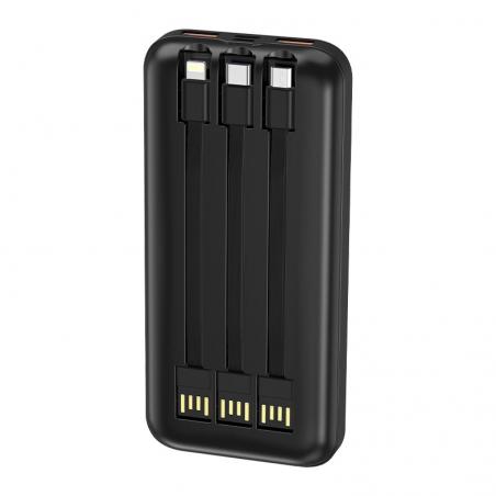 Batería Externa Universal Power Bank 10.000 mAh Carga Rápida 22.5W (3 cables) Negro