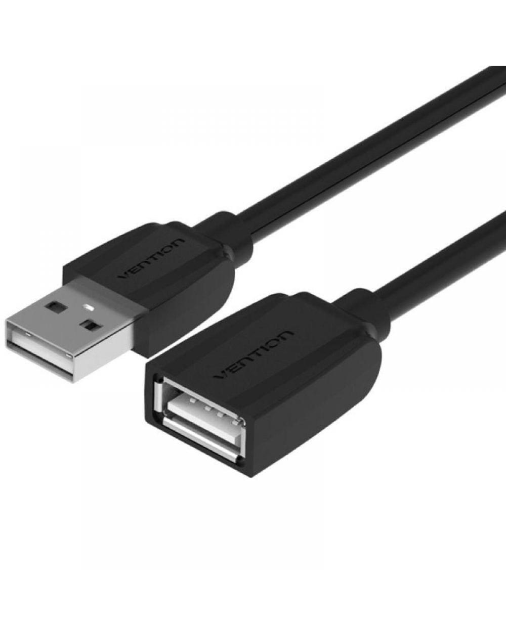 Cable Alargador USB 2.0 Vention VAS-A44-B050/ USB Macho - USB Hembra/ 50cm/ Negro