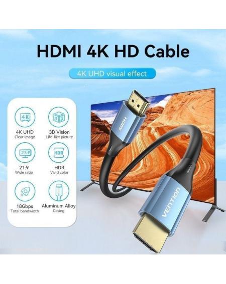 Cable HDMI 2.0 4K Vention ALHSE/ HDMI Macho - HDMI Macho/ 75cm/ Azul