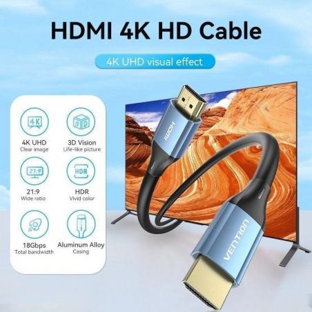 Cable HDMI 2.0 4K Vention ALHSE/ HDMI Macho - HDMI Macho/ 75cm/ Azul