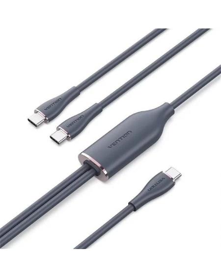 Cable USB Tipo-C Vention CTMBG/ USB Tipo-C Macho - 2 x USB Tipo-C Macho/ Hasta 100W/ 480Mbps/ 1.5m/ Negro