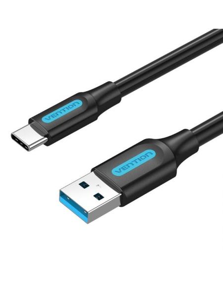 Cable USB 3.0 Tipo-C Vention COZBC/ USB Macho - USB Tipo-C Macho/ Hasta 60W/ 5Gbps/ 25cm/ Negro