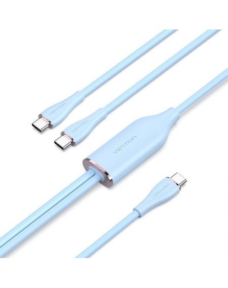 Cable USB Tipo-C Vention CTMSG/ USB Tipo-C Macho - 2 x USB Tipo-C Macho/ Hasta 100W/ 480Mbps/ 1.5m/ Azul