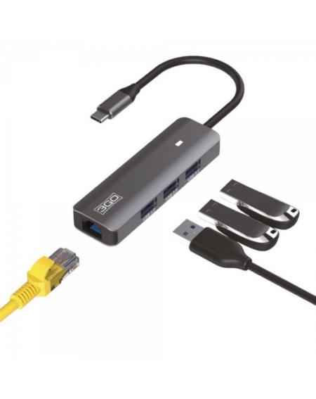 HUB USB Tipo-C 3GO HUB37PETHC/ 3xUSB/ 1xRJ45/ Gris