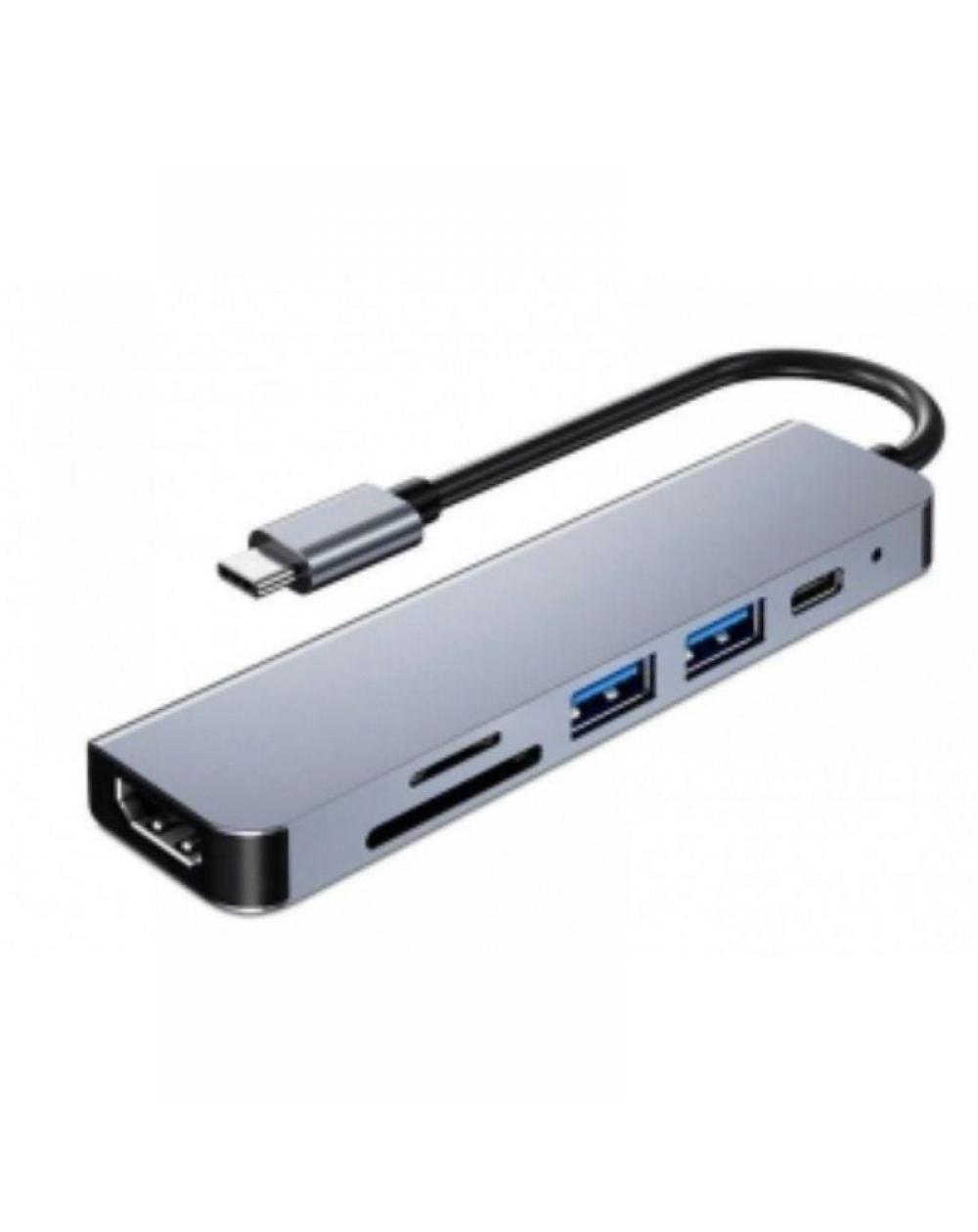 Docking USB Tipo-C 3GO HUB3UCRH4K/ 3xUSB/ 1xUSB Tipo-C/ 1xHDMI/ 1xLector tarjetas/ Gris