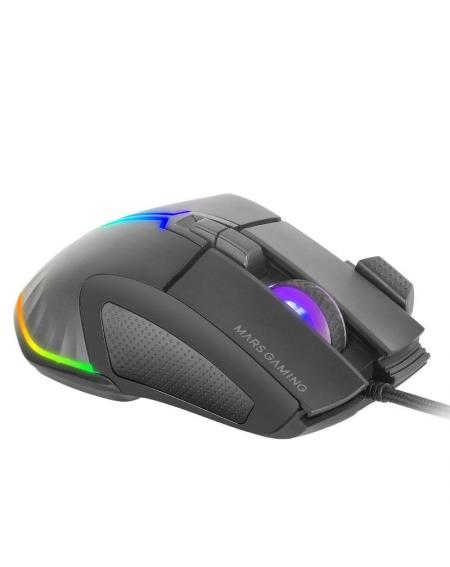 Ratón Gaming Mars Gaming MM-XT/ Hasta 12800DPI/ Negro