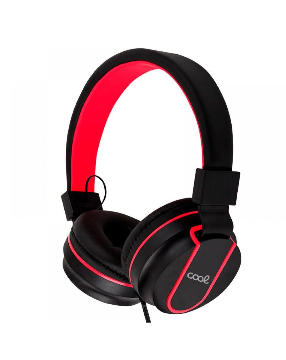 Auriculares Cascos Jack 3,5 mm COOL Toronto Con Micro Negro-Rojo