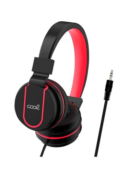 Auriculares Cascos Jack 3,5 mm COOL Toronto Con Micro Negro-Rojo