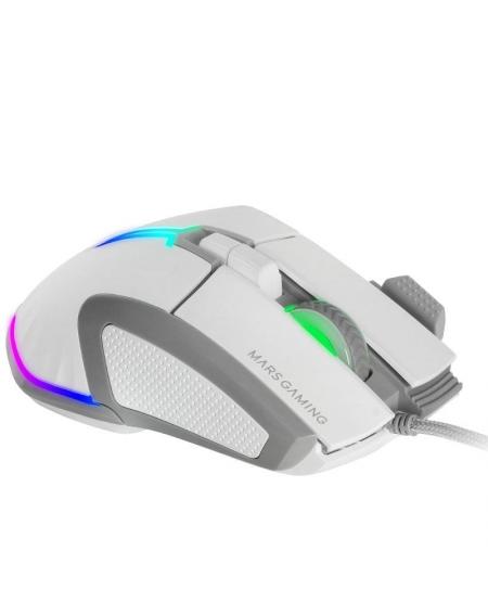 Ratón Gaming Mars Gaming MM-XT/ Hasta 12800DPI/ Blanco