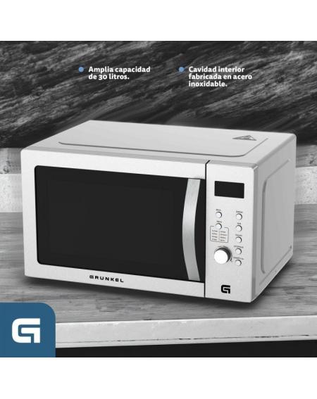 Microondas Grunkel MWG-30SS/ 1000W/ Capacidad 30L/ Función Grill/ Blanco