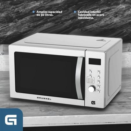 Microondas Grunkel MWG-30SS/ 1000W/ Capacidad 30L/ Función Grill/ Blanco