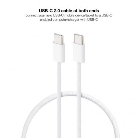 Cable USB 2.0 Tipo-C Nanocable 10.01.6002-CO/ USB Tipo-C Macho - USB Tipo-C Macho/ Hasta 60W/ 480Mbps/ 2m/ Blanco