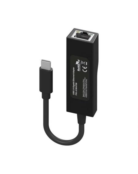 Adaptador USB 3.1 Aisens A106-0765/ USB-C Macho - RJ45 Hembra/ 11cm/ Negro