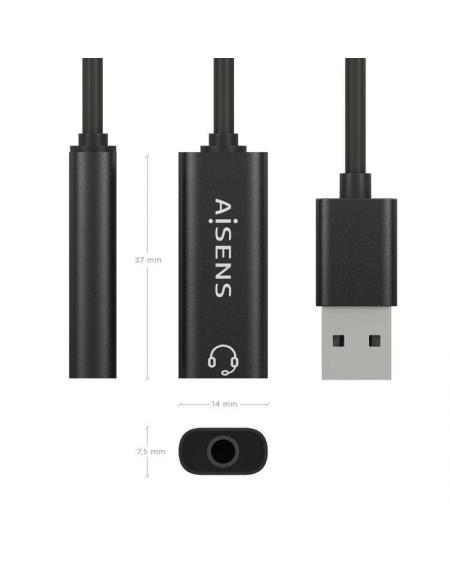 Tarjeta de Sonido Aisens A106-0770/ USB Macho - Jack 3.5 Hembra