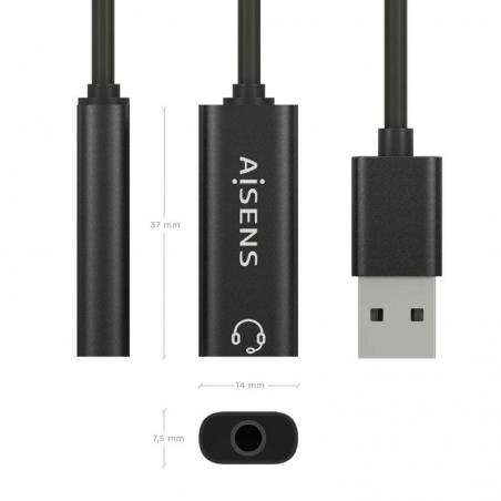 Tarjeta de Sonido Aisens A106-0770/ USB Macho - Jack 3.5 Hembra