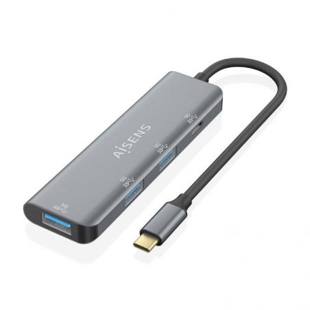 Hub USB Tipo-C Aisens A109-0762/ 3xUSB/ 1xUSB Tipo-C/ Gris