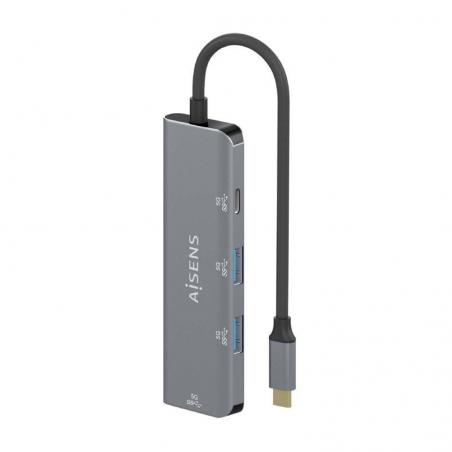 Hub USB Tipo-C Aisens A109-0762/ 3xUSB/ 1xUSB Tipo-C/ Gris