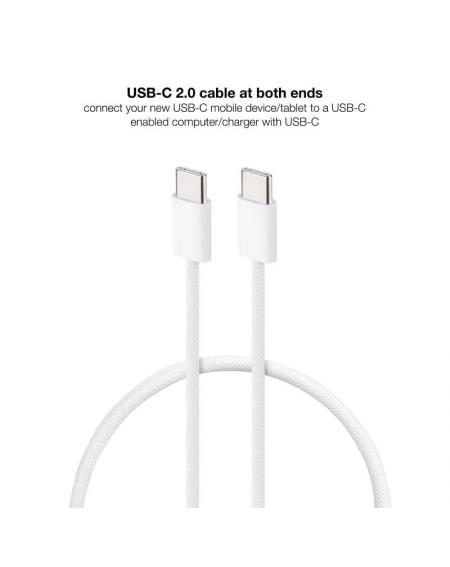 Cable USB 2.0 Tipo-C Nanocable 10.01.6001-CO/ USB Tipo-C Macho - USB Tipo-C Macho/ Hasta 60W/ 480Mbps/ 1m/ Blanco