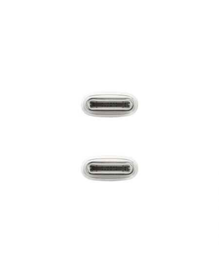 Cable USB 2.0 Tipo-C Nanocable 10.01.6001-CO/ USB Tipo-C Macho - USB Tipo-C Macho/ Hasta 60W/ 480Mbps/ 1m/ Blanco