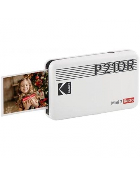 Impresora Portátil Fotográfica Kodak Mini 2 Retro/ Tamaño Foto 53.3x86.3mm/ Incluye 2x Papel Fotográfico/ Blanco