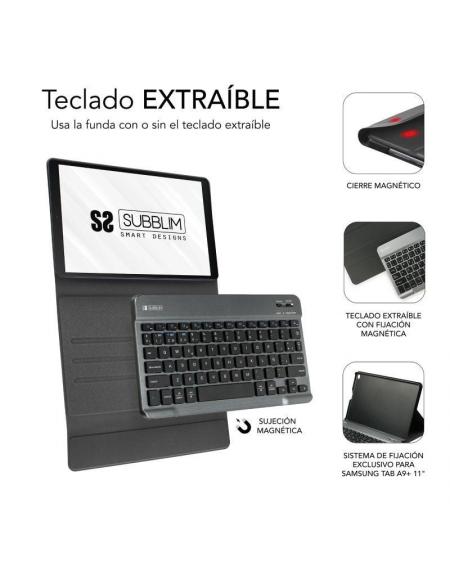 Funda con Teclado Subblim KeyTab Pro BT para Tablets Samsung Galaxy A9+/ Negra