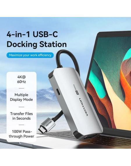 Docking USB Tipo-C Vention TQAHB/ 1xHDMI/ 1xUSB/ 1xVGA/ 1xUSB Tipo-C PD/ Gris