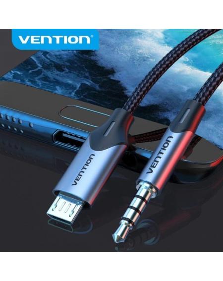 Cable Audio Vention BDGBG/ MicroUSB Macho - Jack 3.5 Macho/ 1.5m/ Negro