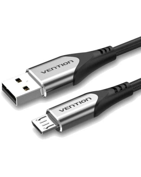 Cable USB 2.0 Vention COAHC/ USB Macho - MicroUSB Macho/ Hasta 60W/ 480Mbps/ 25cm/ Gris