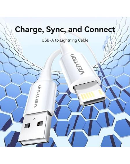 Cable USB 2.0 Lightning Vention LAIWF/ USB Macho - Lightning Macho/ 480Mbps/ 1m/ Blanco
