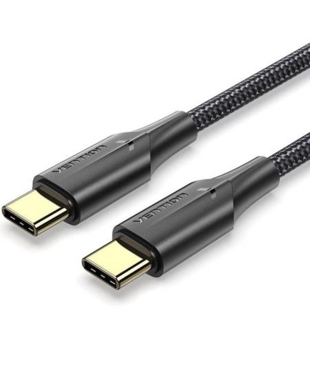 Cable USB 2.0 Tipo-C 3A Vention TAUBI/ USB Tipo-C Macho - USB Tipo-C Macho/ Hasta 60W/ 480Mbps/ 3m/ Negro