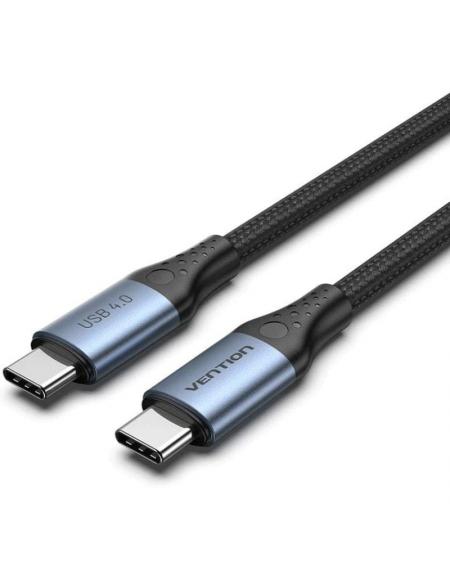 Cable USB 4.0 Tipo-C 5A Vention TAVHF/ USB Tipo-C Macho - USB Tipo-C Macho/ Hasta 240W/ 40Gbps/ 1m/ Gris