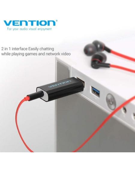 Tarjeta de Sonido Vention VAB-S15-B/ USB Macho - Jack 3.5 Hembra