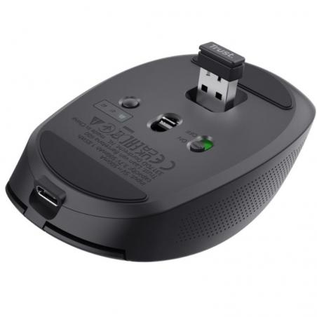 Ratón Inalámbrico por Bluetooth Trust Ozaa Compact Wireless/ Batería recargable/ Hasta 3200 DPI/ Negro