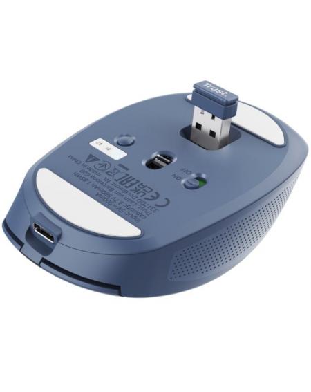 Ratón Inalámbrico por Bluetooth Trust Ozaa Compact Wireless/ Batería recargable/ Hasta 3200 DPI/ Azul